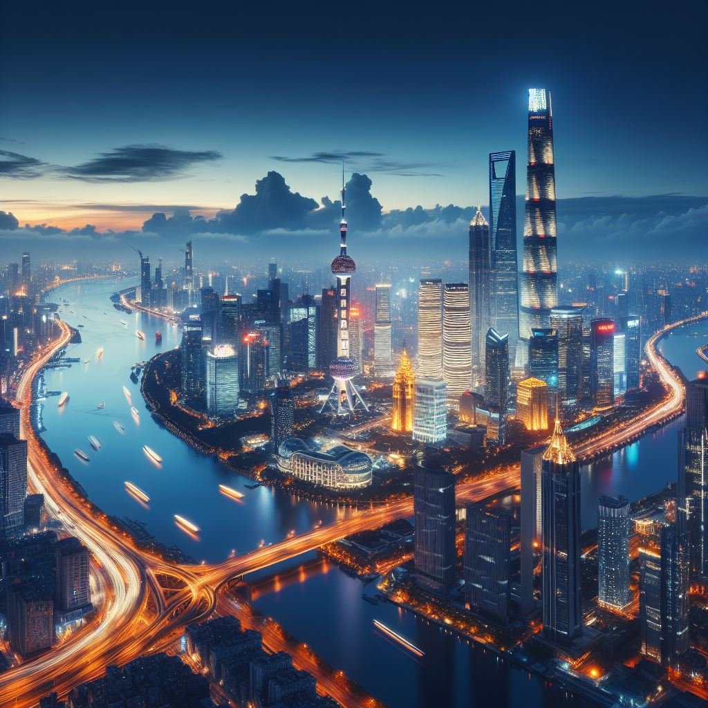 City skyline at night