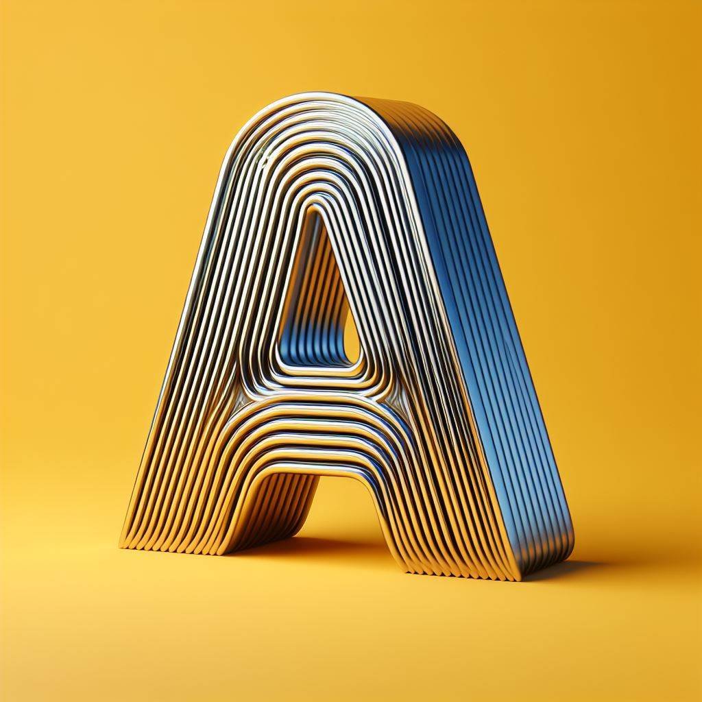Chrome 3d typography
