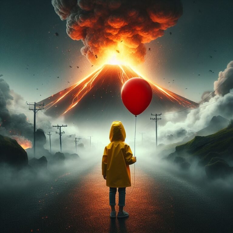 Boy and Smokey Volcano