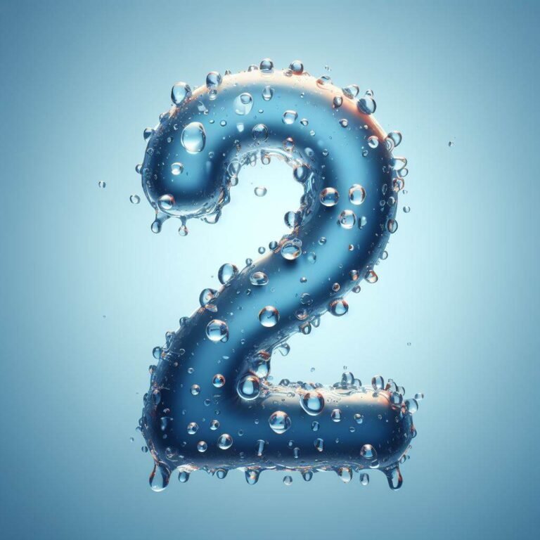 the number 2 made out of water drop
