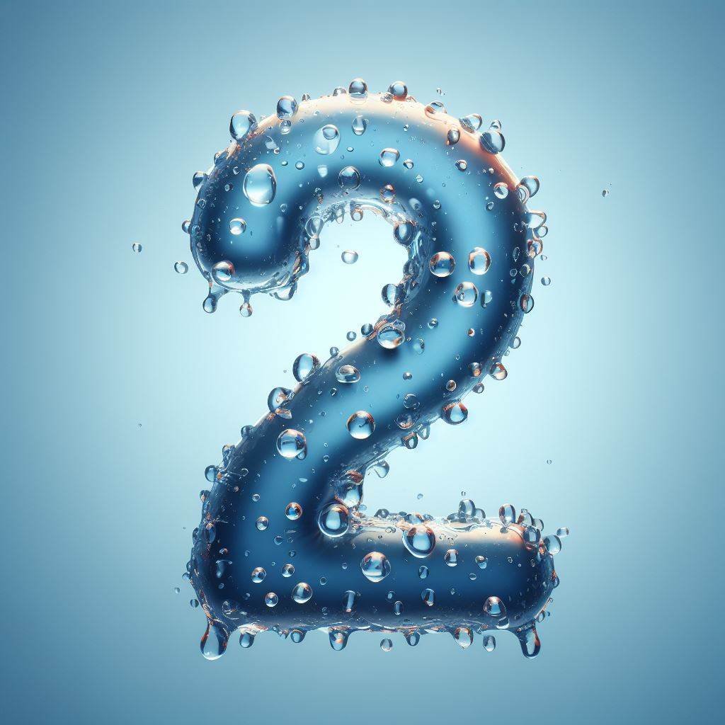 the number 2 made out of water drop