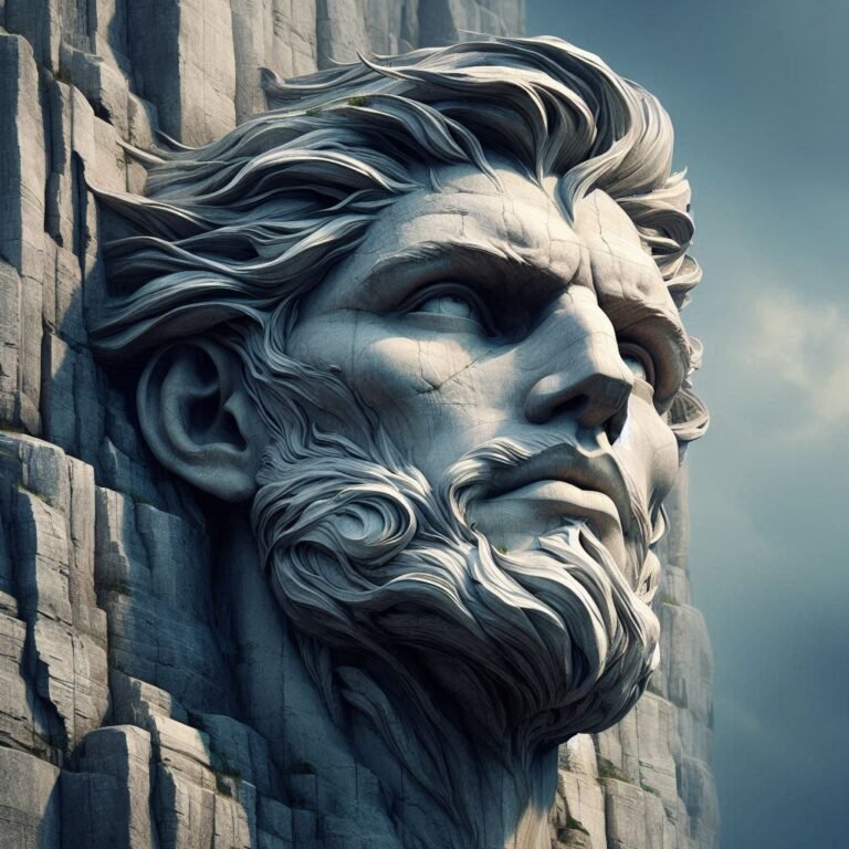 Art statue in cliffs