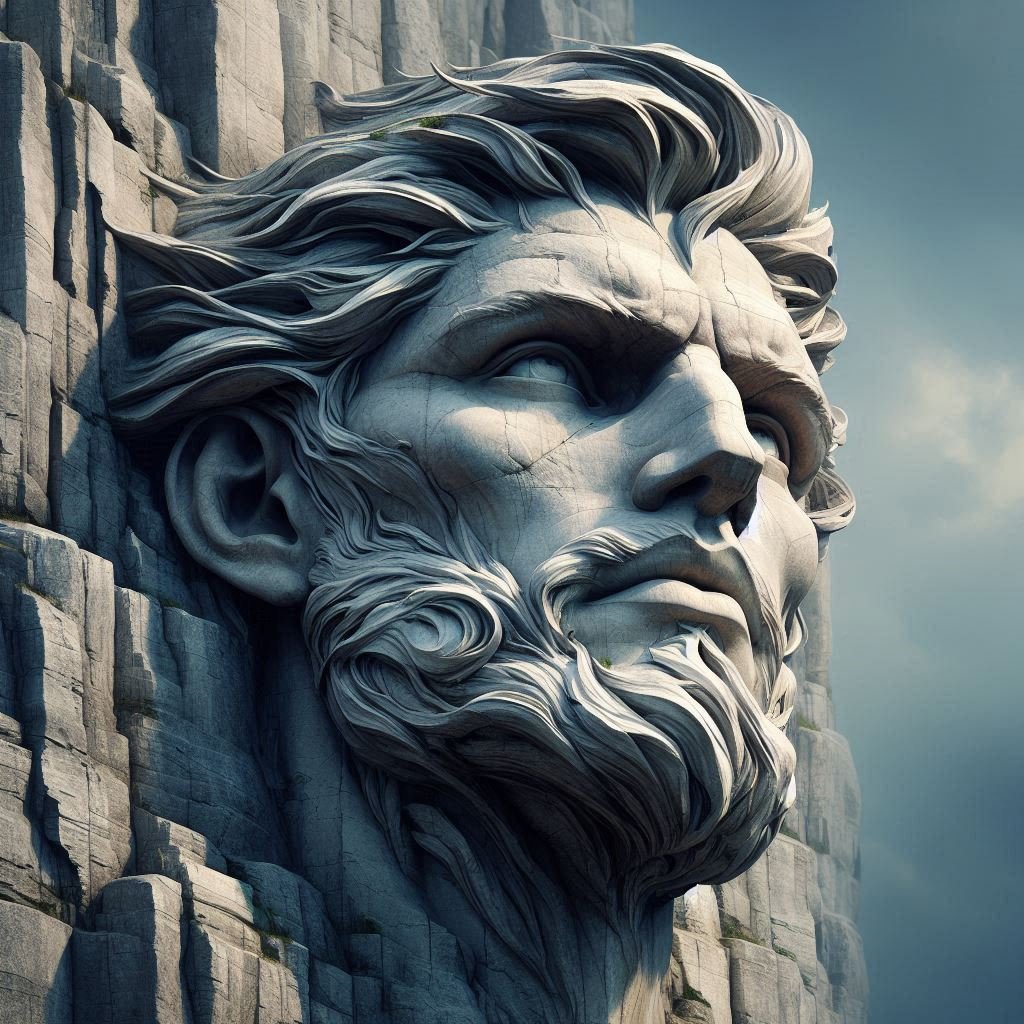 Art statue in cliffs